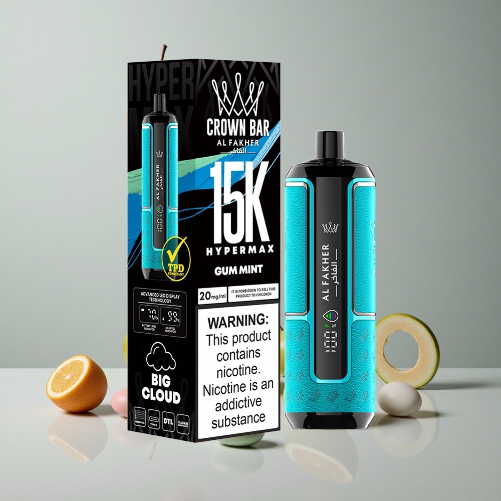Al Fakher Crown Bar 15K Hypermax Chicle Menta 22ml 600mAh DTL vape wholesale Peru