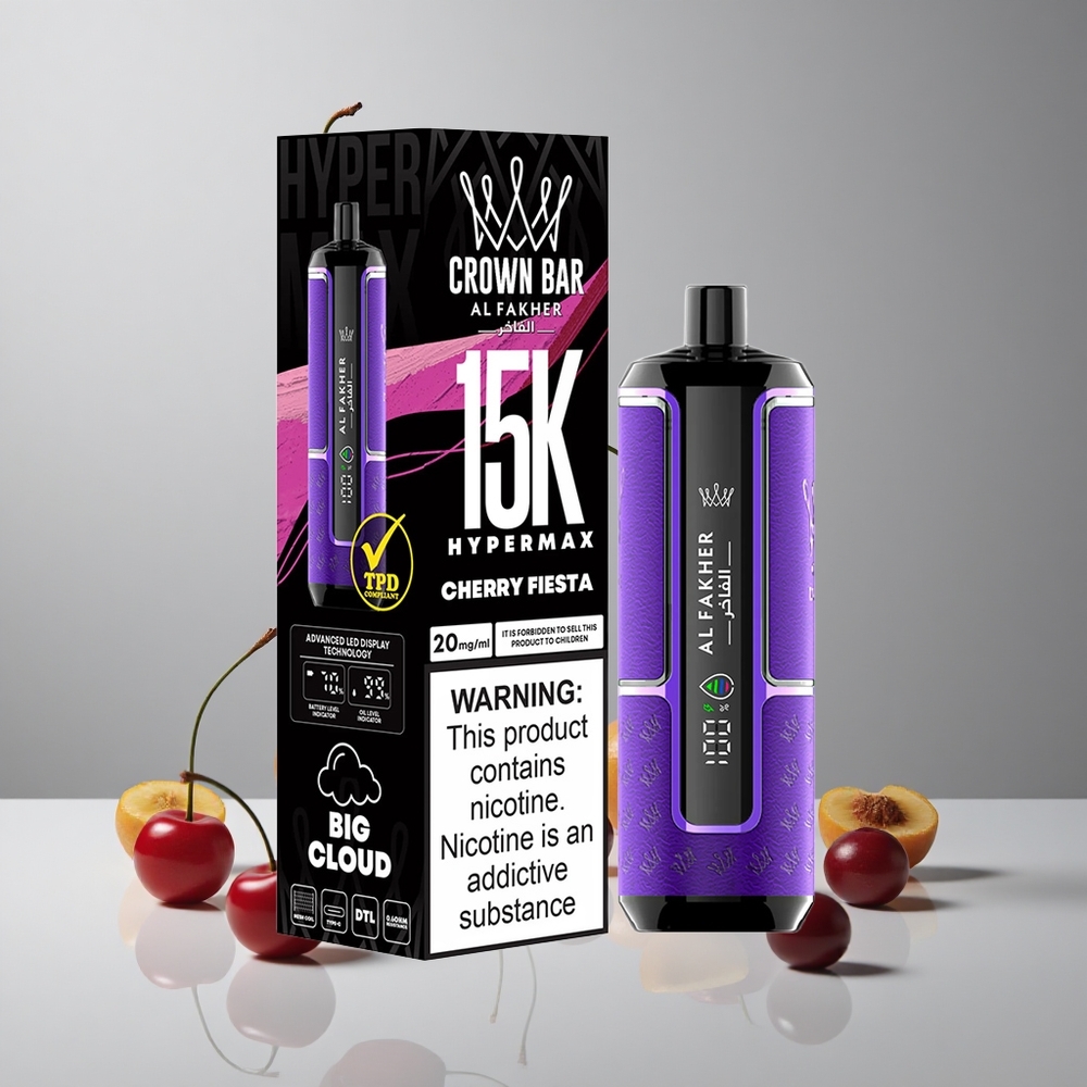 Al Fakher Crown Bar 15K Hypermax Desechable Vape Kit Cherry Fiesta 22ml 15000 Puffs vape wholesale Peru