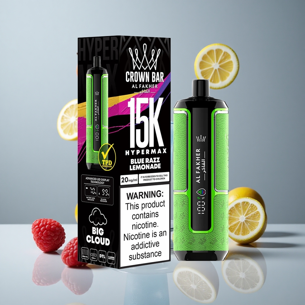 Al Fakher Crown Bar 15K Hypermax Desechable con 15000 Puffs Blue Razz Limonada y Vape Wholesale Peru