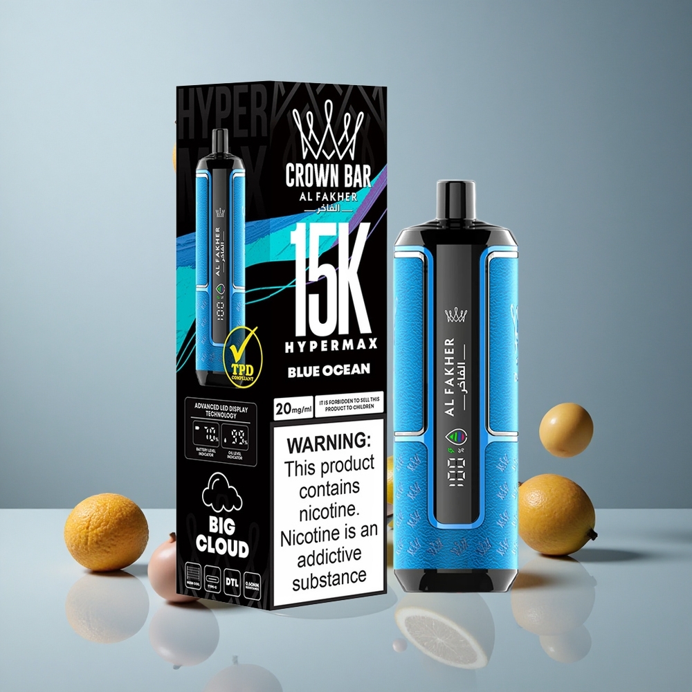 Al Fakher Crown Bar 15K Hypermax Vape Desechable 15000 Puffs Océano Azul vape wholesale Peru