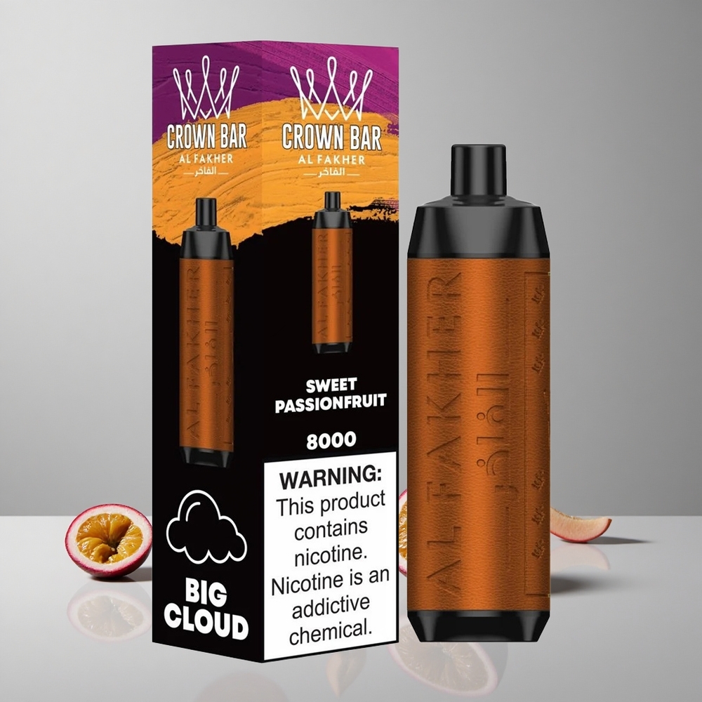 Al Fakher Crown Bar 8000 Crystal Desechable Maracuyá Dulce con 18ml de Líquido y 8000 Puffs vape wholesale Peru