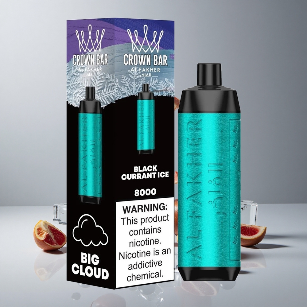 Al Fakher Crown Bar 8000 Crystal Desechable Vape Grosella Negra Hielo 18ml Capacidad vape wholesale Peru