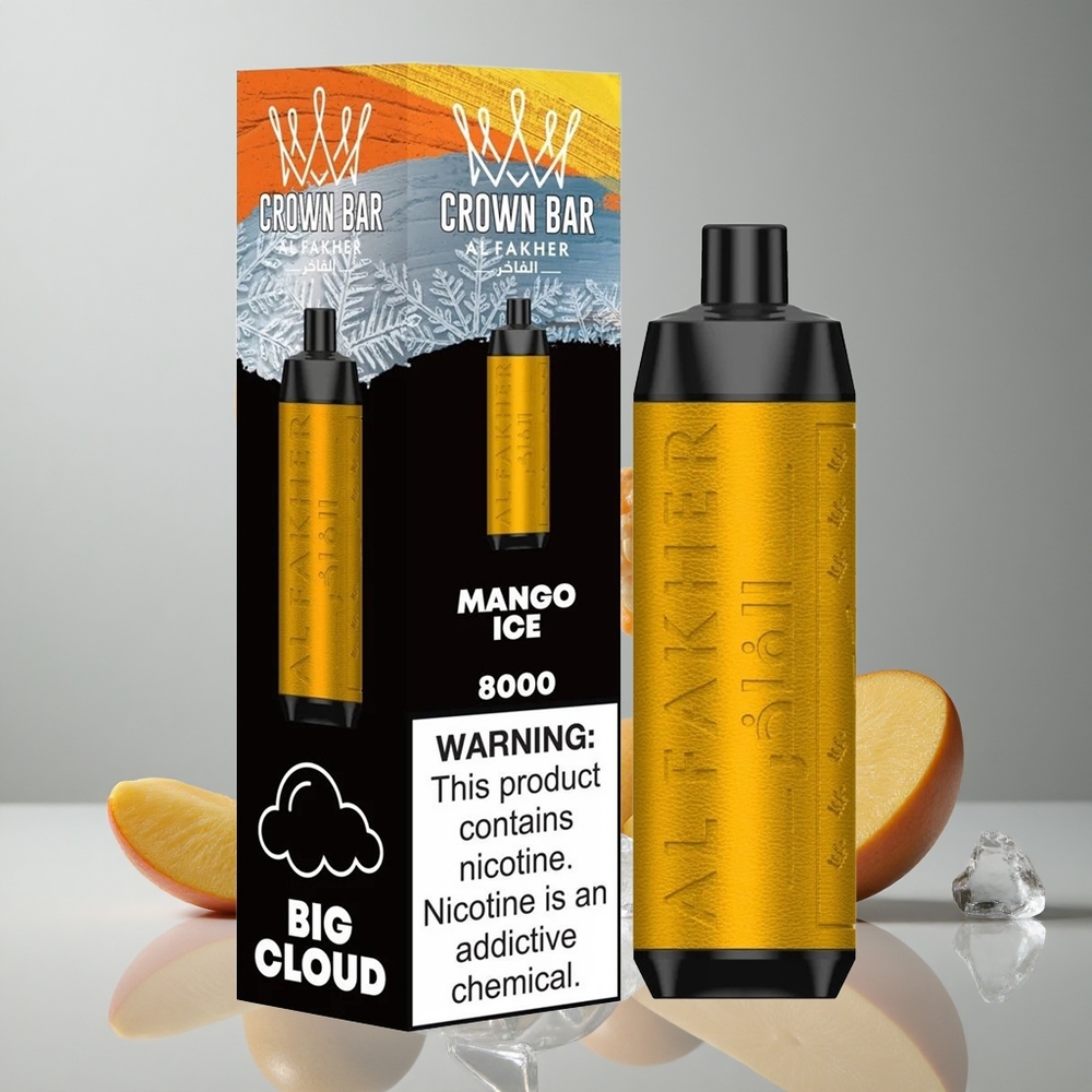 Al Fakher Crown Bar 8000 Crystal Vape Desechable Mango Hielo 18ml Capacidad vape wholesale Peru