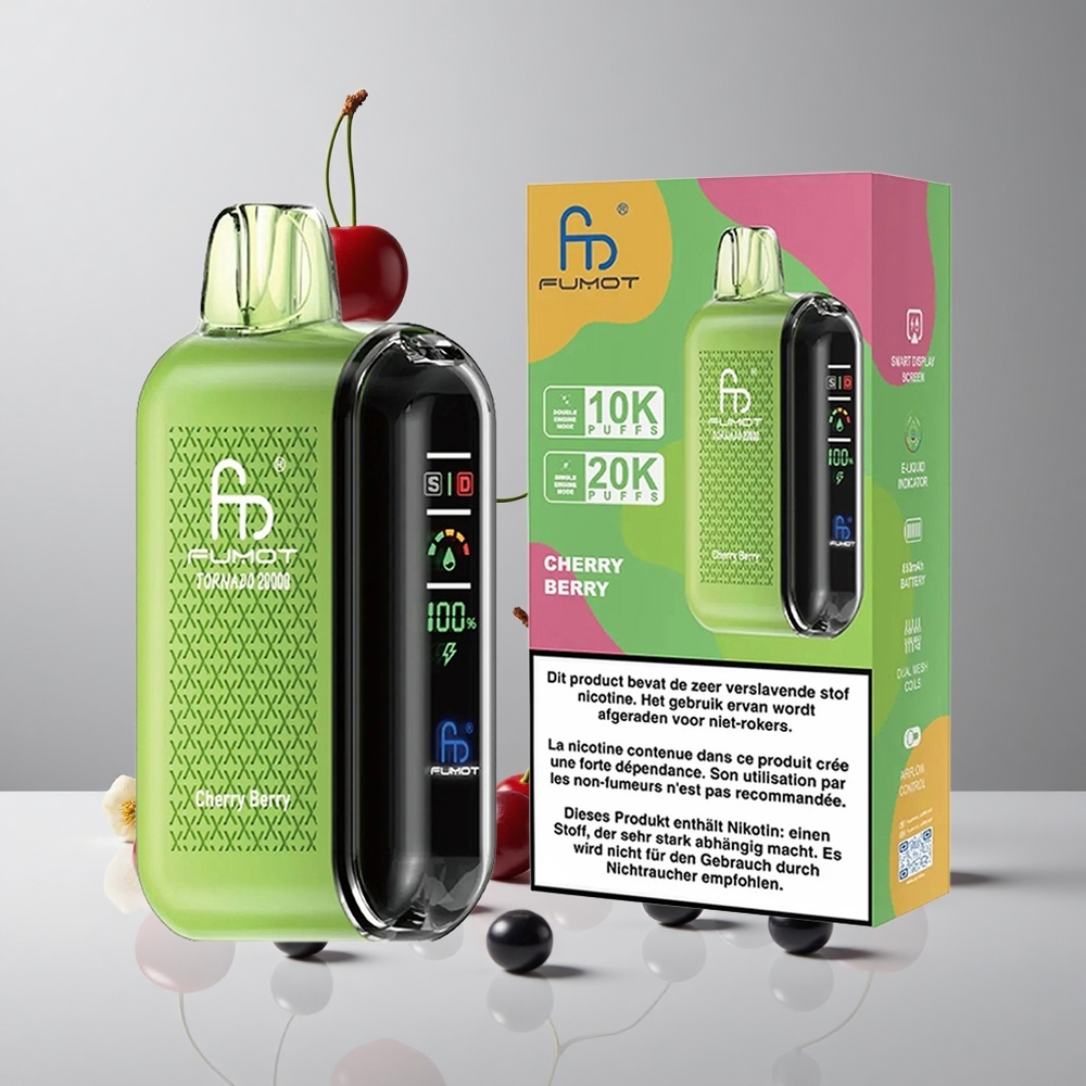 Fumot Tornado 20000 Puffs Cereza Baya Dual Mesh Coil vape wholesale Peru