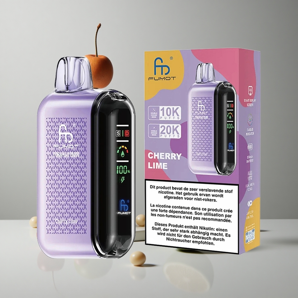 Fumot Tornado 20000 Puffs Cereza Lima Dual Mesh Coil vape wholesale Peru