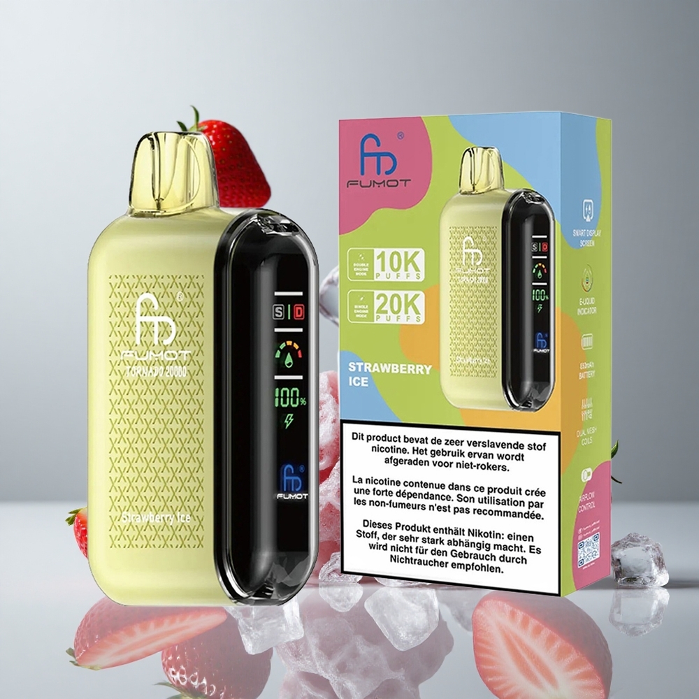 Fumot Tornado 20000 Puffs Fresa Hielo Dual Malla y Batería Recargable vape wholesale Peru