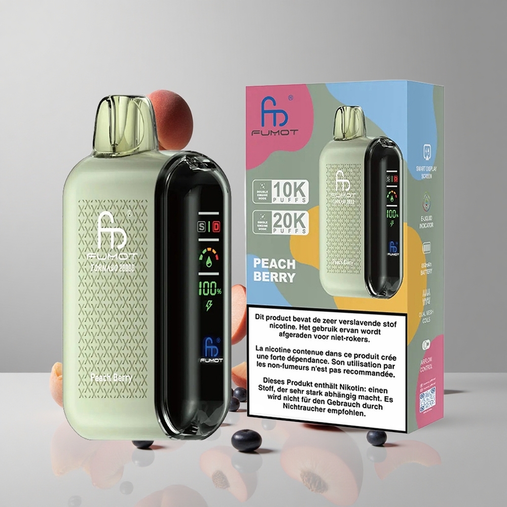 Fumot Tornado 20000 Puffs Melocotón Baya Dual Malla vape wholesale Peru
