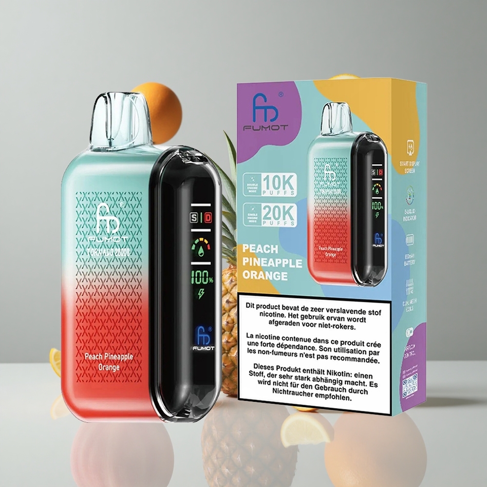 Fumot Tornado 20000 Puffs Melocotón Piña Naranja Dual Mesh Coil vape wholesale Peru