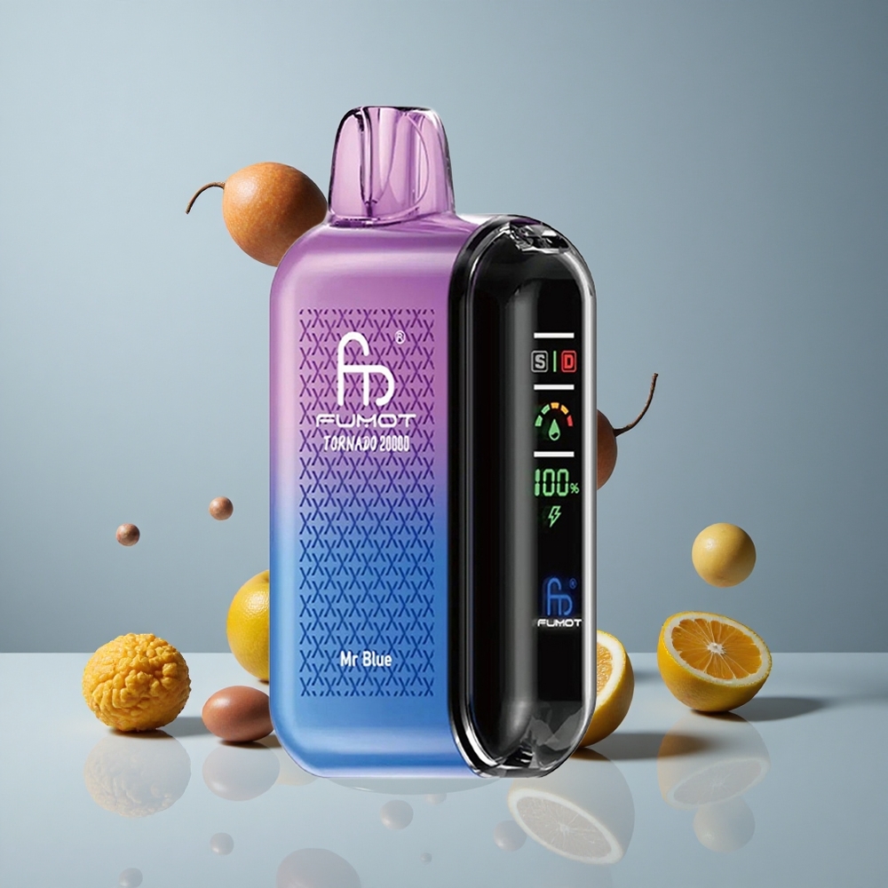 Fumot Tornado 20000 Puffs Mr Azul Dual Malla y Pantalla Inteligente vape wholesale Peru