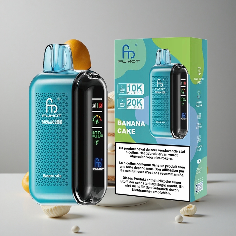 Fumot Tornado 20000 Puffs Pastel de Plátano Doble Malla 20ml vape wholesale Peru