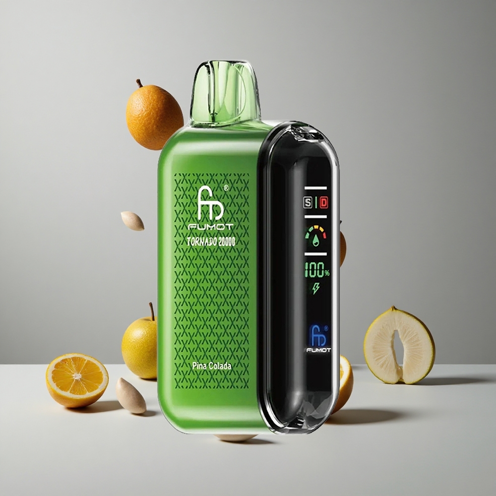 Fumot Tornado 20000 Puffs Piña Colada con Bobina Dual Mesh y Pantalla Inteligente vape wholesale Peru