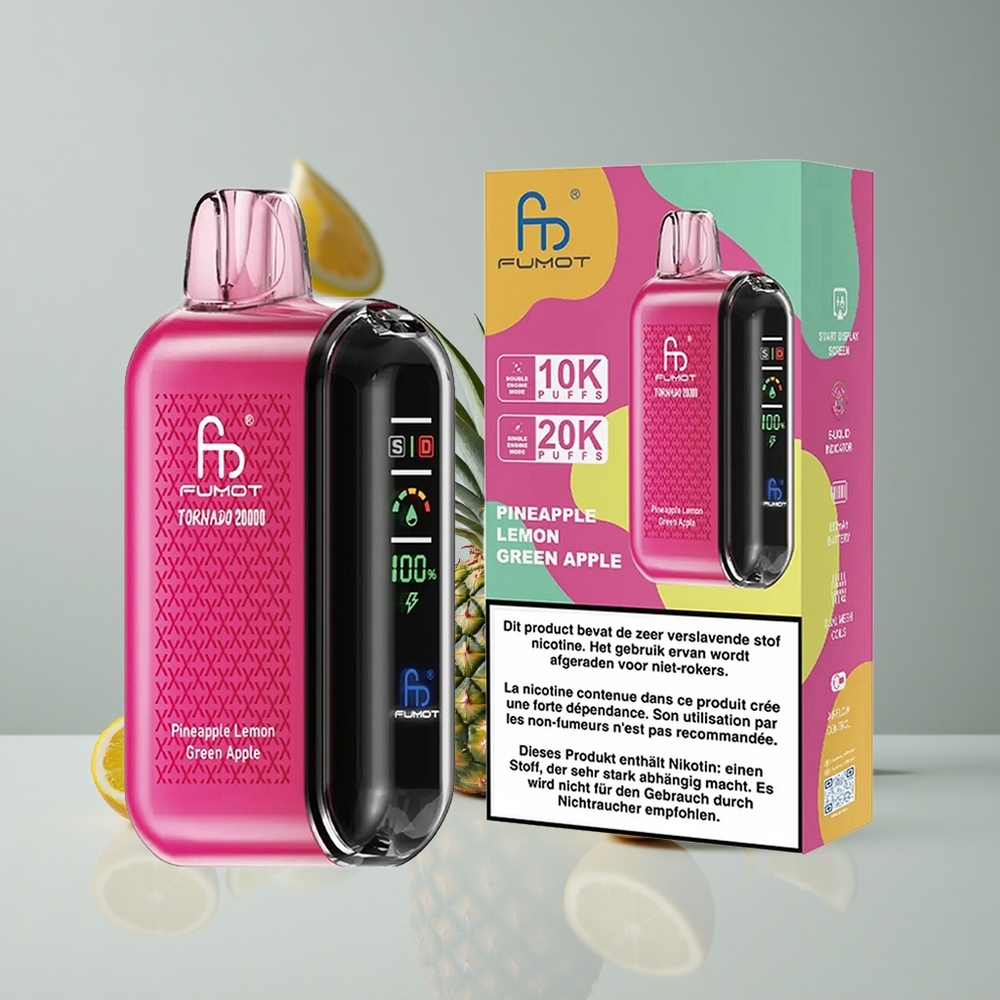 Fumot Tornado 20000 Puffs Piña Limón Manzana Verde Dual Mesh Coil 20ml E-liquid vape wholesale Peru