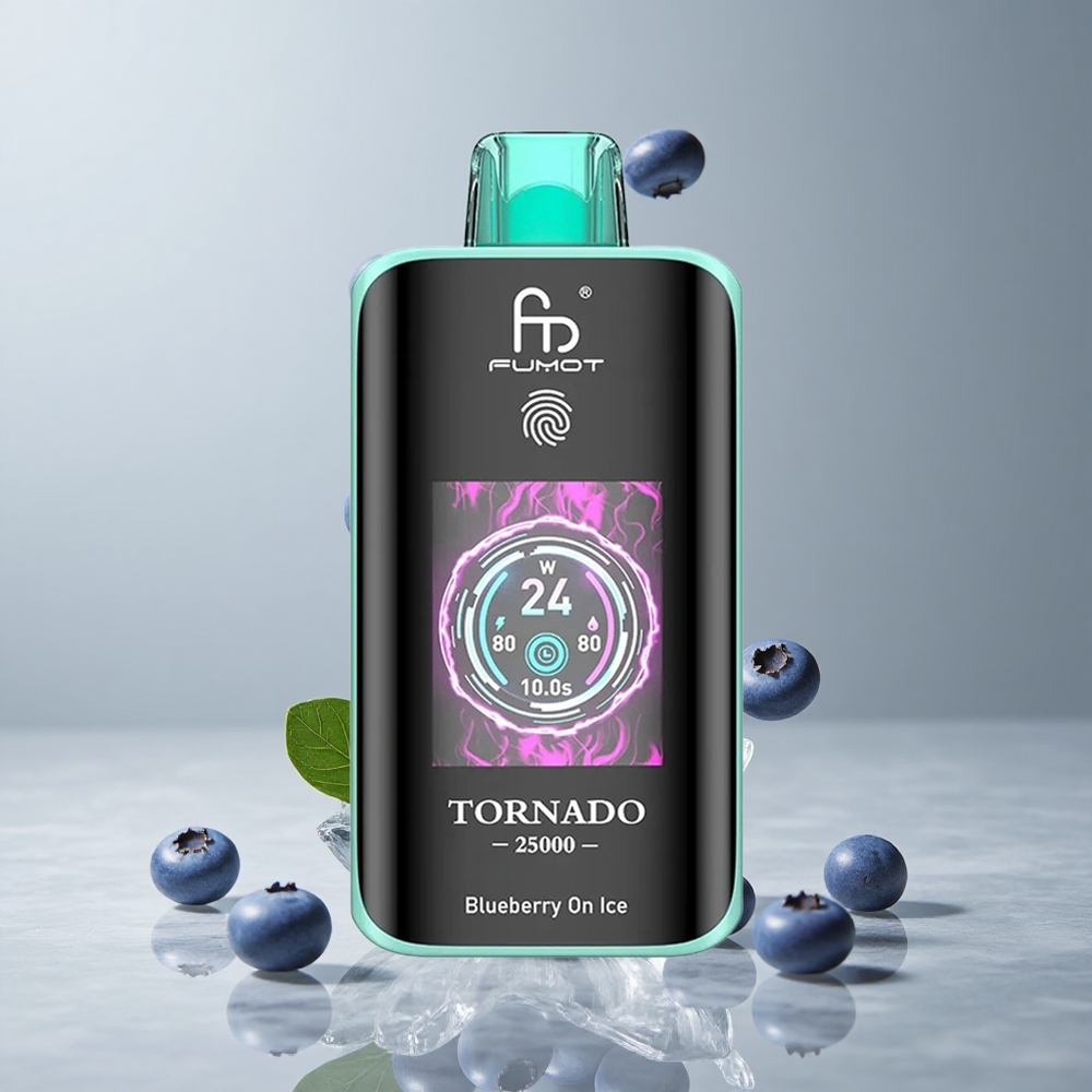 Fumot Tornado 25000 Puffs Arándano Azul con Hielo Pantalla HD vape wholesale Peru