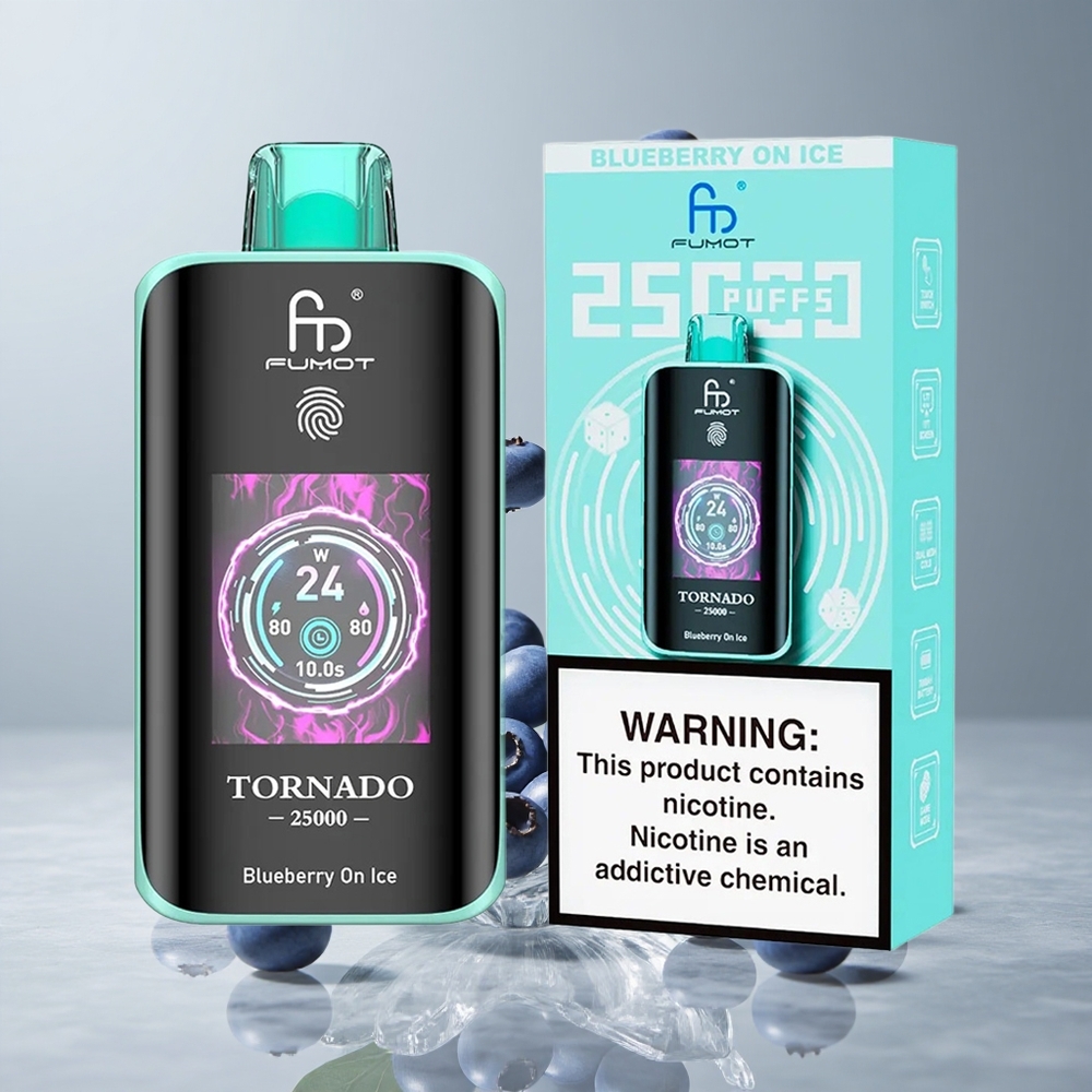 Fumot Tornado 25000 Puffs Arándano Azul con Hielo Pantalla HD vape wholesale Peru