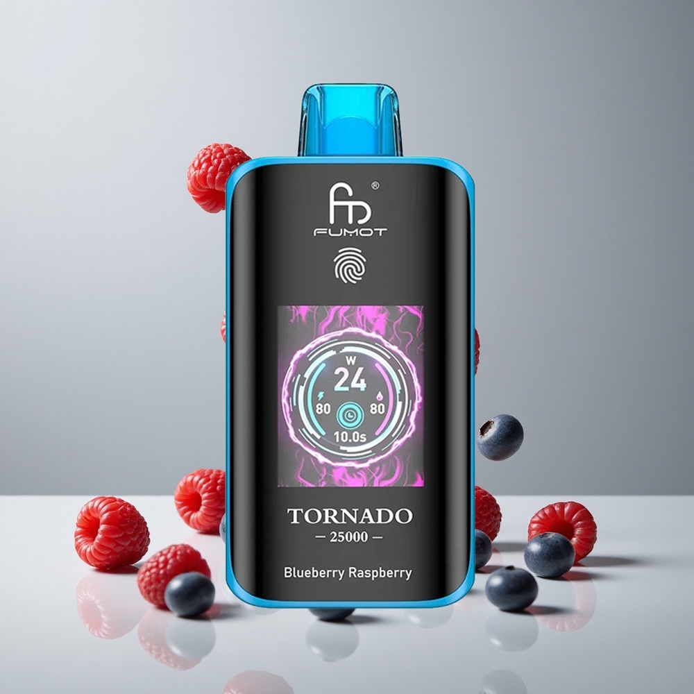 Fumot Tornado 25000 Puffs Arándano Frambuesa Pantalla HD 20ml vape wholesale Peru