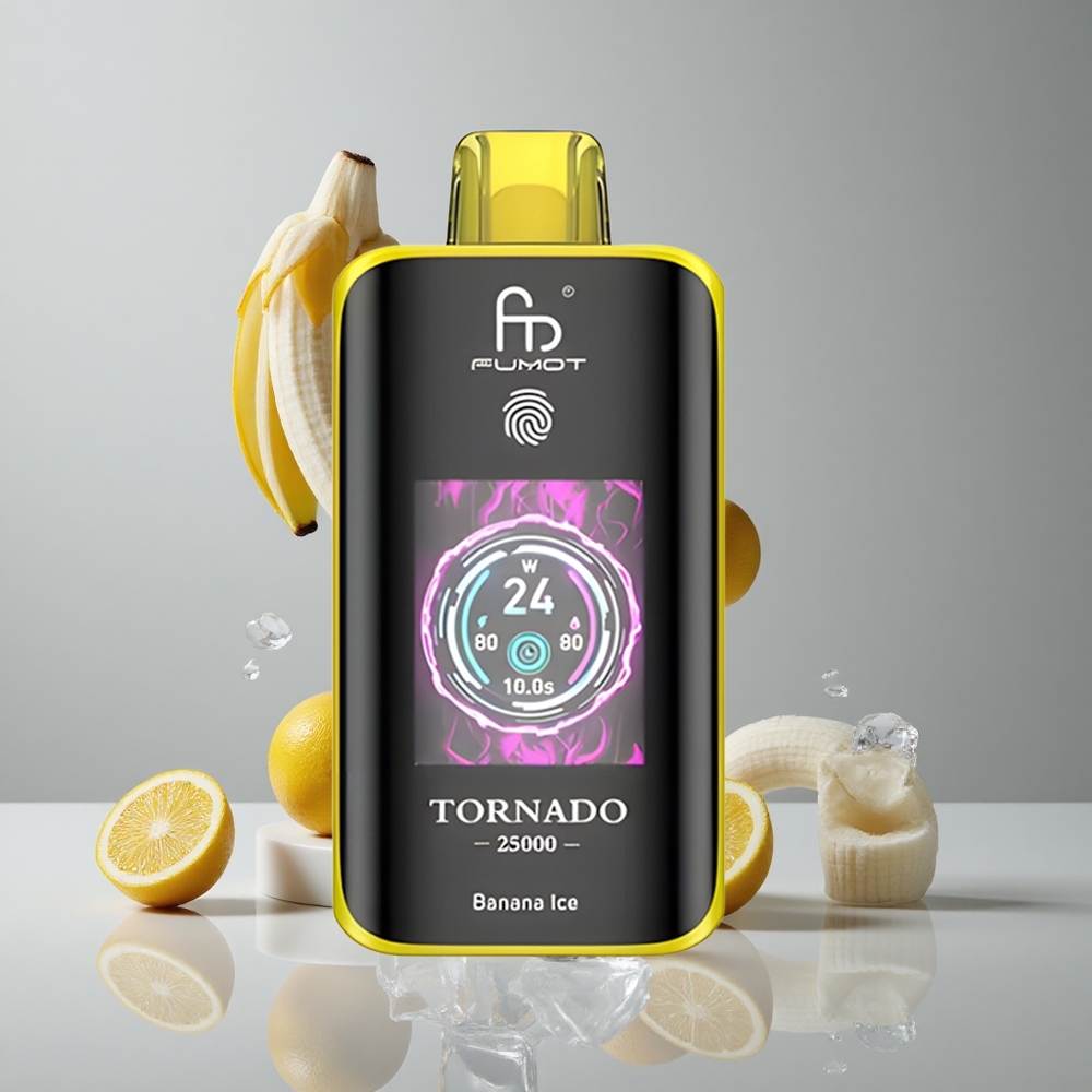 Fumot Tornado 25000 Puffs Banana Ice HD Pantalla Tipo-C vape wholesale Peru