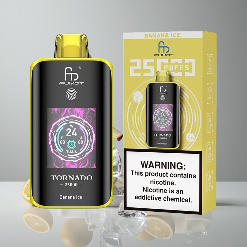 Fumot Tornado 25000 Puffs Banana Ice HD Pantalla Tipo-C vape wholesale Peru