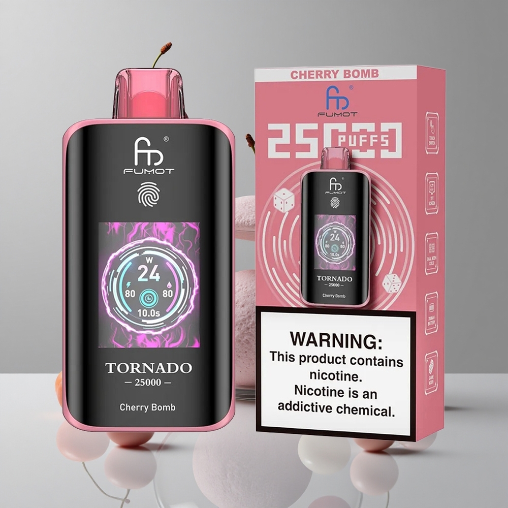 Fumot Tornado 25000 Puffs Bomba Cereza Pantalla HD 20ml E-líquido vape wholesale Peru