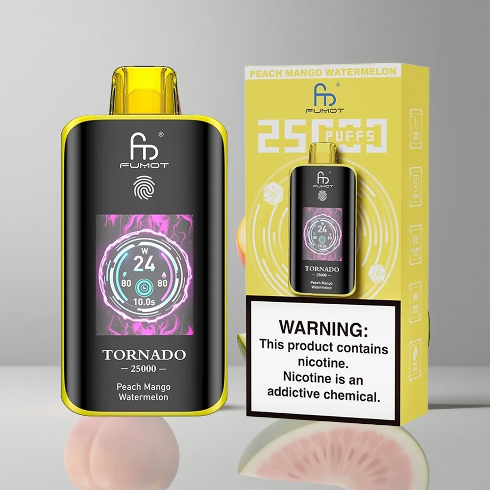 Fumot Tornado 25000 Puffs Durazno Mango Sandía Pantalla HD 20ml vape wholesale Peru