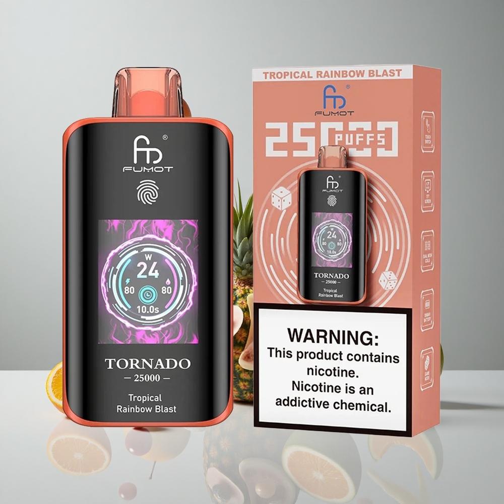Fumot Tornado 25000 Puffs Explosión Arcoíris Tropical Pantalla HD vape wholesale Peru