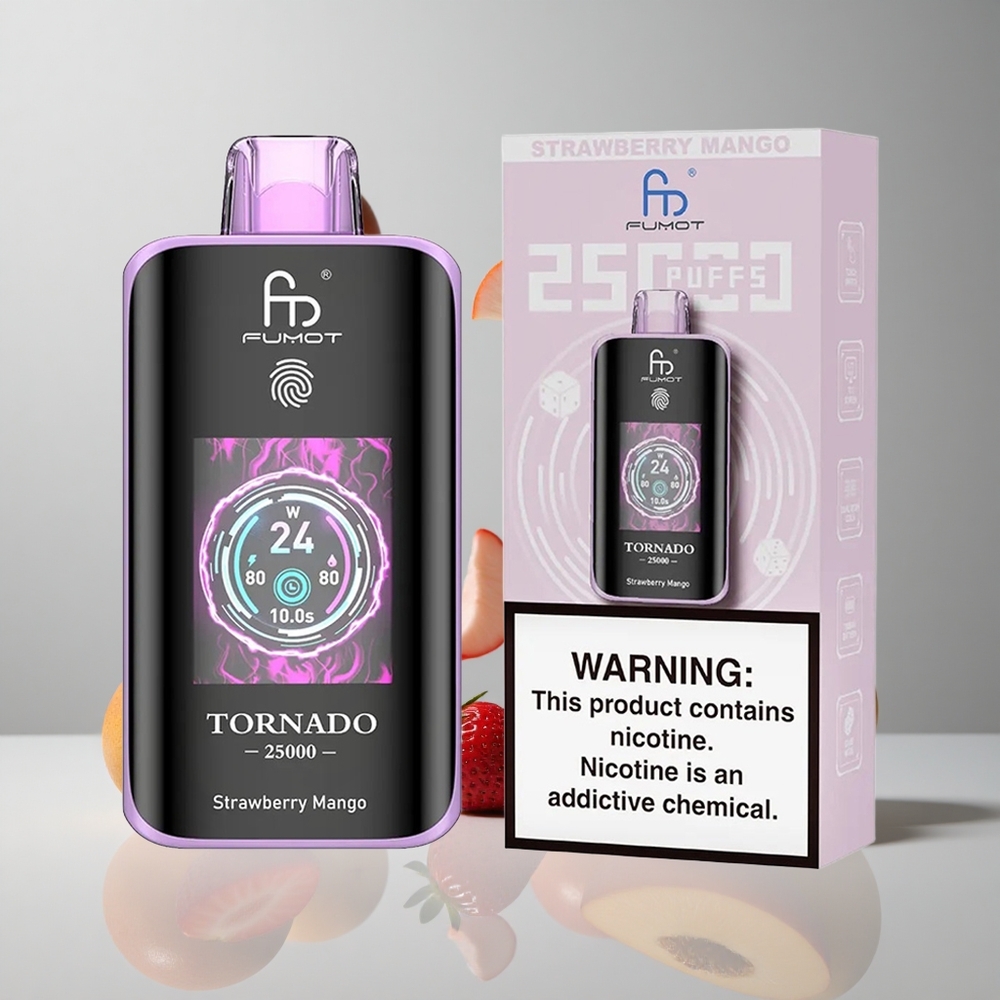 Fumot Tornado 25000 Puffs Fresa Mango Pantalla HD 20ml e-líquido vape wholesale Peru