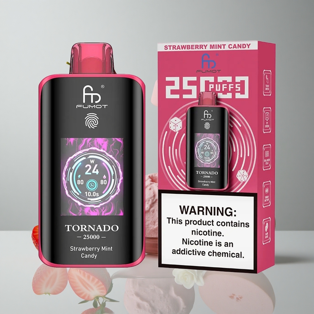 Fumot Tornado 25000 Puffs Fresa Menta Caramelo Pantalla HD 20ml E-líquido vape wholesale Peru