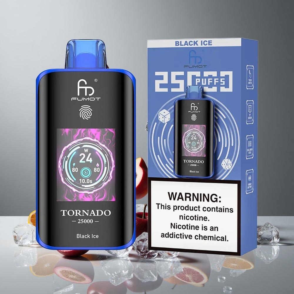 Fumot Tornado 25000 Puffs Hielo Negro Pantalla HD vape wholesale Peru