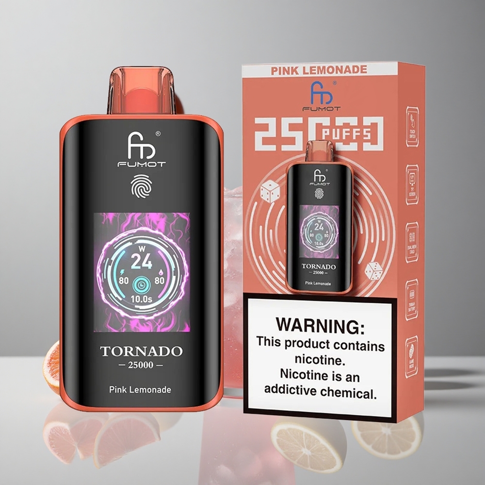 Fumot Tornado 25000 Puffs Limonada Rosa Pantalla HD 20ml vape wholesale Peru