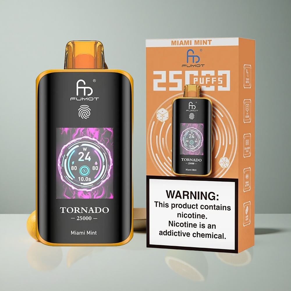 Fumot Tornado 25000 Puffs Menta de Miami Pantalla HD 20ml E-líquido vape wholesale Peru
