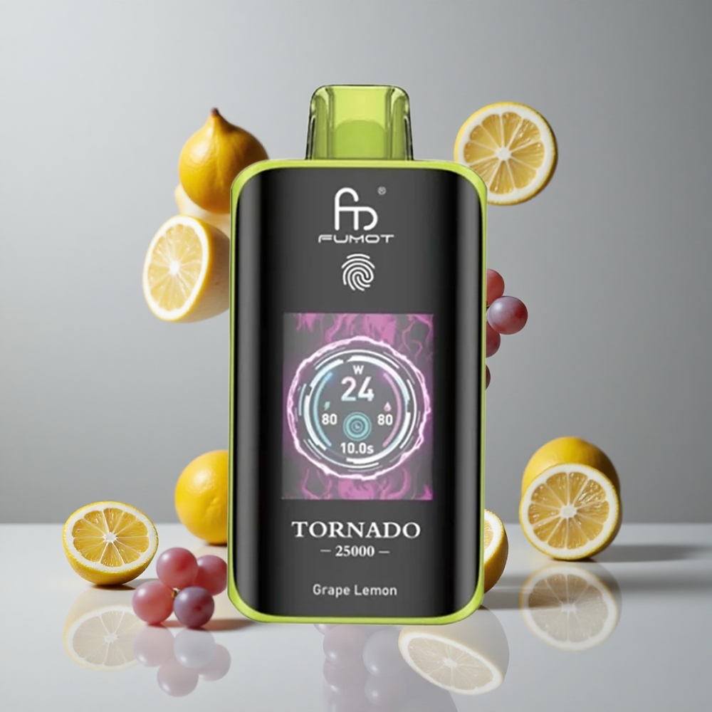 Fumot Tornado 25000 Puffs Uva Limón Pantalla HD 20ml E-líquido vape wholesale Peru
