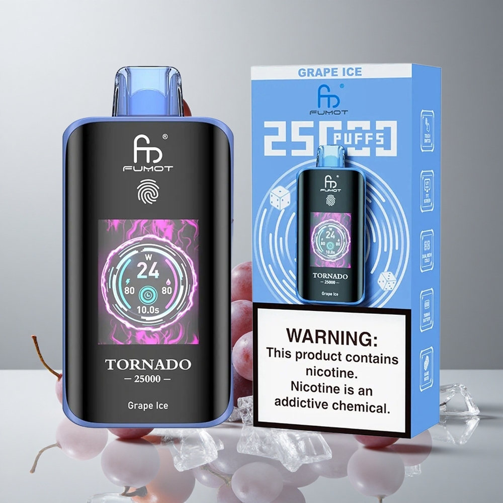 Fumot Tornado 25000 Puffs Vape Hielo Uva Pantalla HD vape wholesale Peru