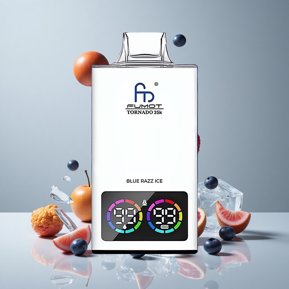 Fumot Tornado 35K 35000 Puffs Arándano Azul Helado con Dual Mesh Coil y RGB Ajustable vape wholesale Peru