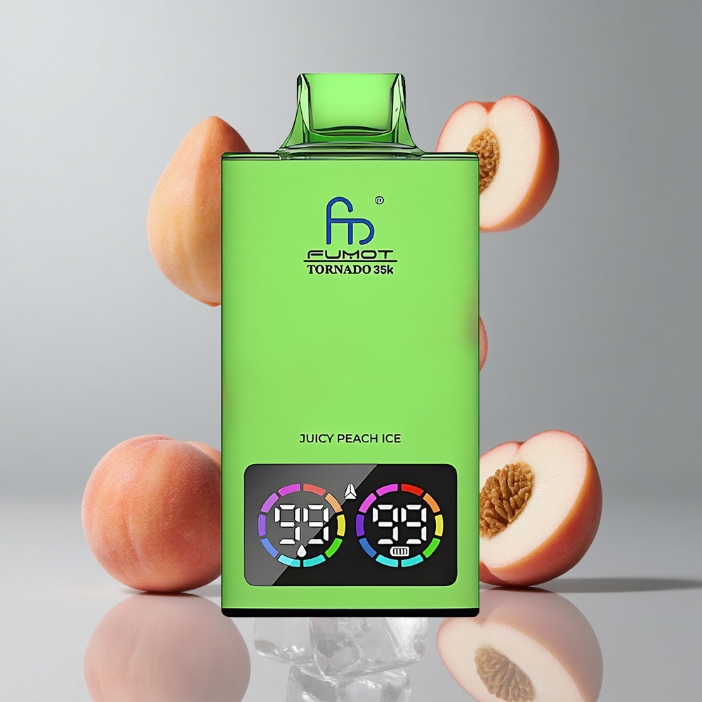 Fumot Tornado 35K Vape Desechable 35000 Puffs Melocotón Jugoso Hielo con Dual Mesh Coil y RGB Lights vape wholesale Peru