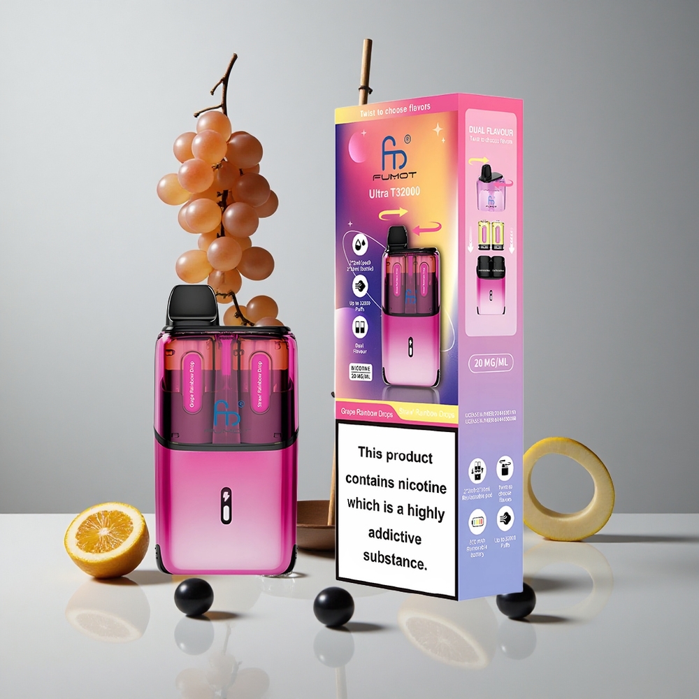 Fumot Ultra T32000 32000 Bocanadas Uva Arcoíris Gotas - Fresa Arcoíris Gotas vape wholesale Peru