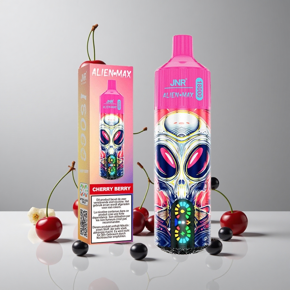 JNR Alien Max 18000 Puffs Cereza y Baya con Pantalla LED Inteligente y Carga Rápida Type-C vape wholesale Peru