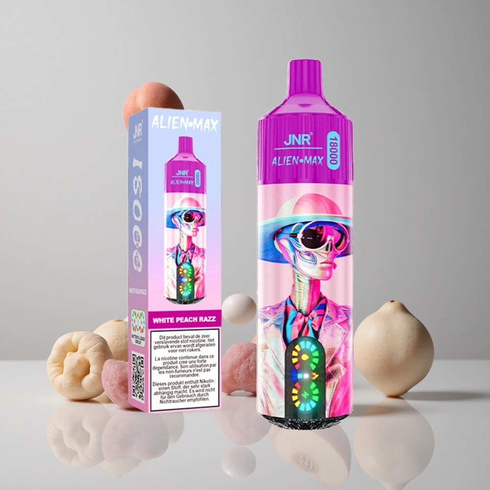 JNR Alien Max 18000 Puffs Durazno Blanco y Frambuesa Pantalla LED Inteligente vape wholesale Peru