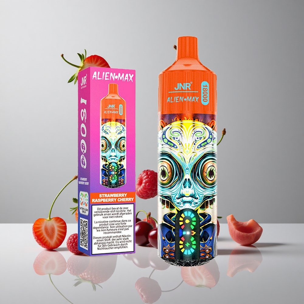 JNR Alien Max 18000 Puffs Fresa Frambuesa Cereza con Pantalla LED Inteligente y Carga Rápida Type-C vape wholesale Peru