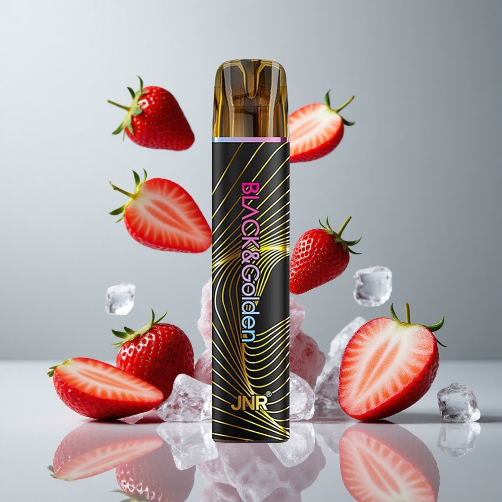 JNR Black&Golden 600+200 Puffs Fresa Hielo Vape Desechable 550mAh vape wholesale Peru