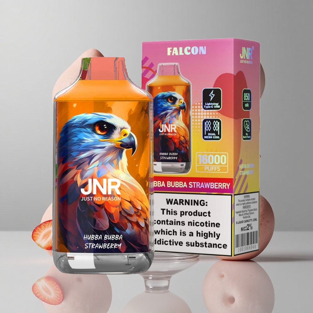 JNR Falcon 16000 Puffs Fresa Hubba Bubba con Pantalla LED Inteligente y Batería de 850 mAh vape wholesale Peru