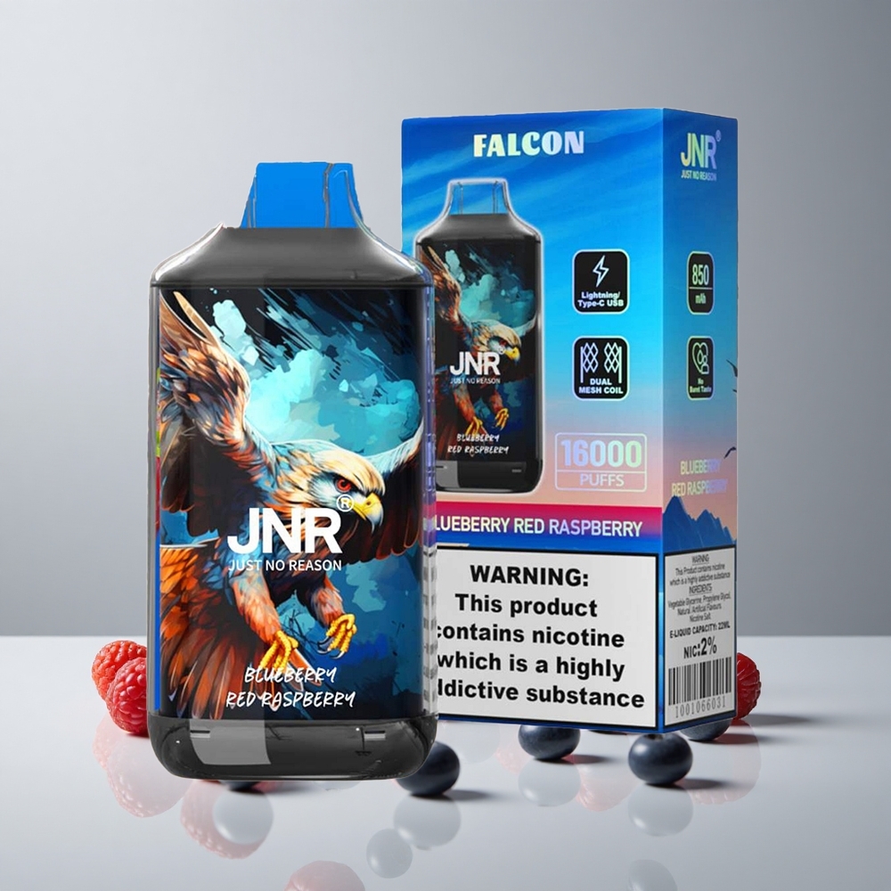 JNR Falcon 16000 Puffs Vape Desechable Arándano Azul Frambuesa Roja 22ml Dual Mesh Coil vape wholesale Peru