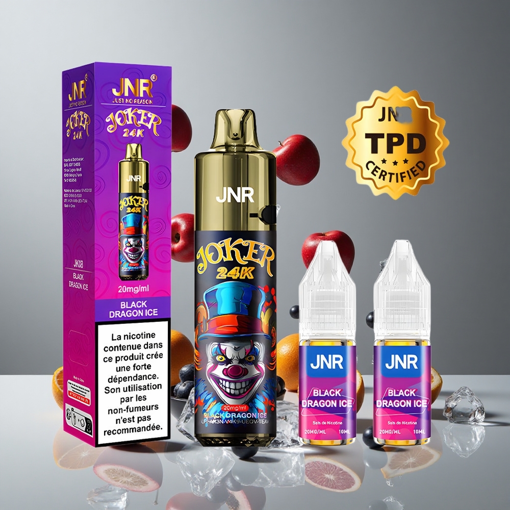 JNR Joker 24K Puffs Vape Desechable Dragón Negro Hielo Niveles de Líquido Visible vape wholesale Peru