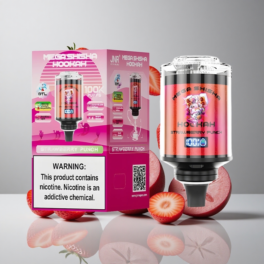 JNR Mega Shisha Hookah 100K Fresa Punch Pantalla Interactiva vape wholesale Peru