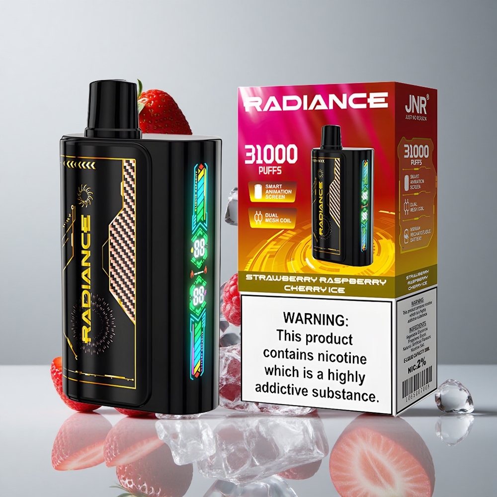 JNR Radiance 31000 Puffs Fresa Frambuesa Cereza Hielo Pantalla Animación Inteligente vape wholesale Peru