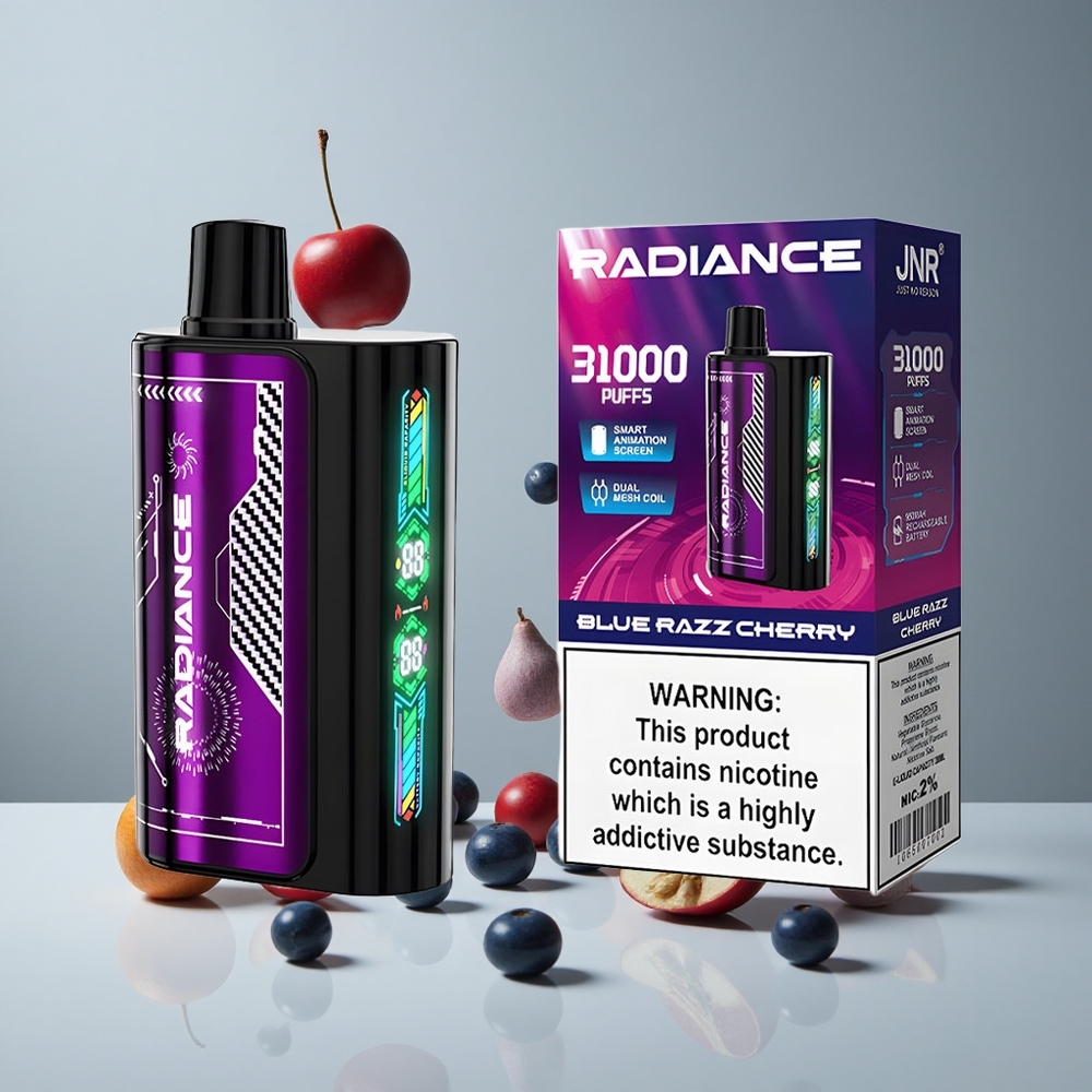 JNR Radiance 31000 Puffs Vape Desechable Azul Frambuesa Cereza Pantalla Inteligente vape wholesale Peru