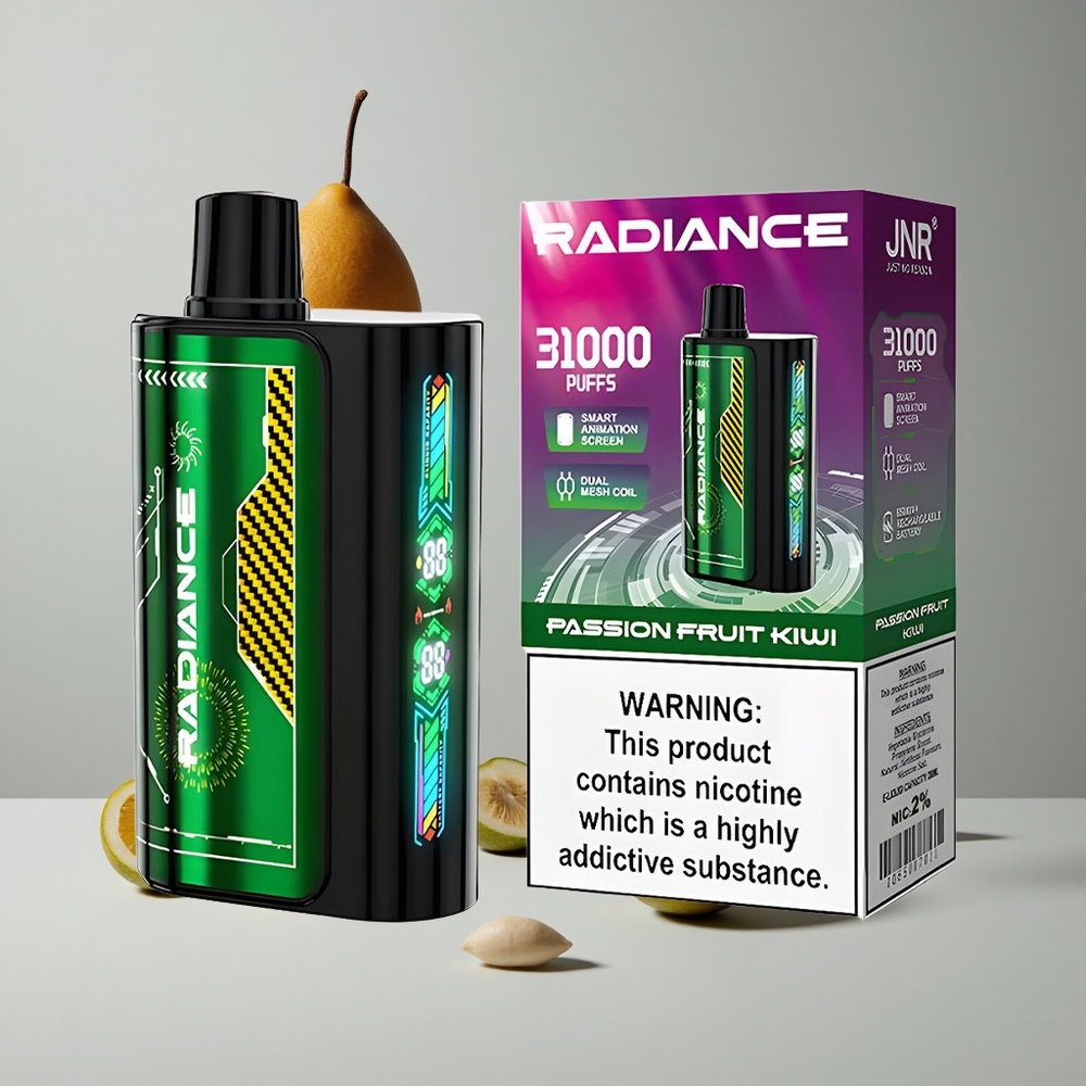 JNR Radiance 31000 Puffs Vape Desechable Maracuyá Kiwi Pantalla Animación Inteligente vape wholesale Peru