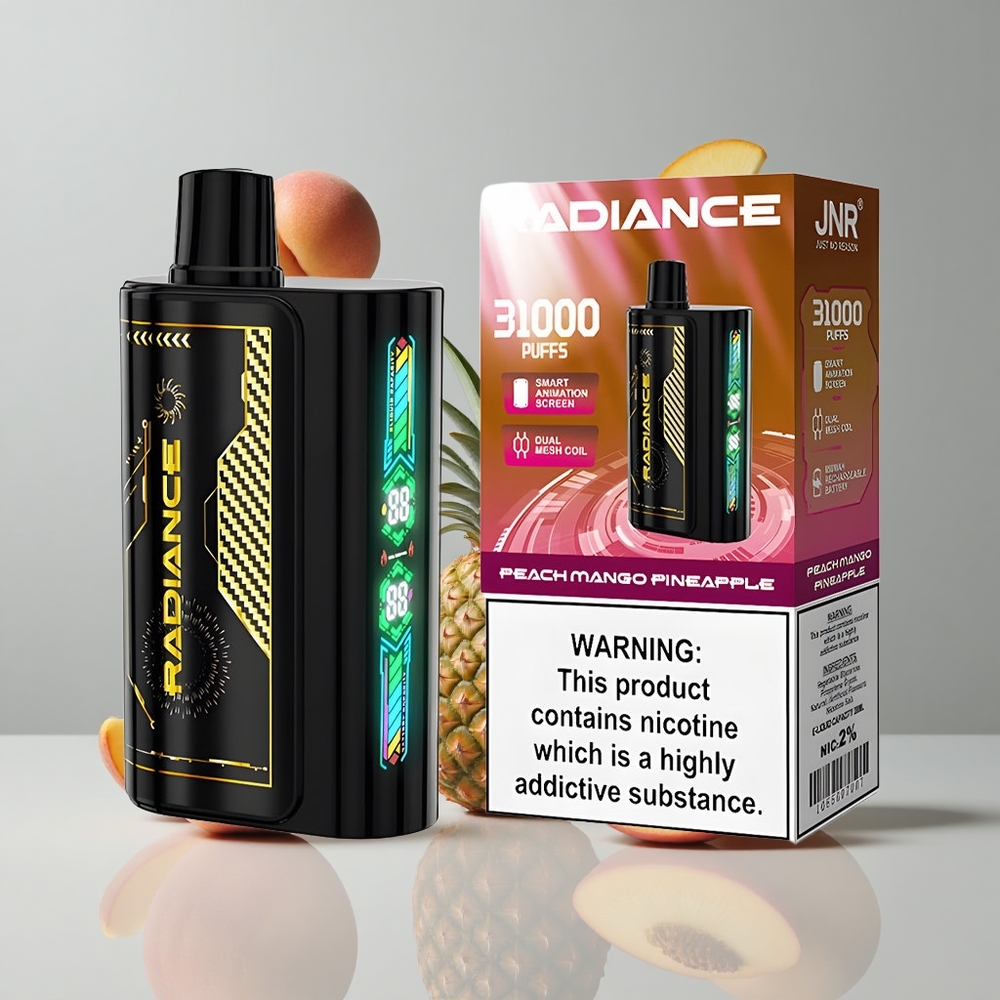 JNR Radiance 31000 Puffs Vape Desechable Melocotón Mango Piña Pantalla Inteligente vape wholesale Peru