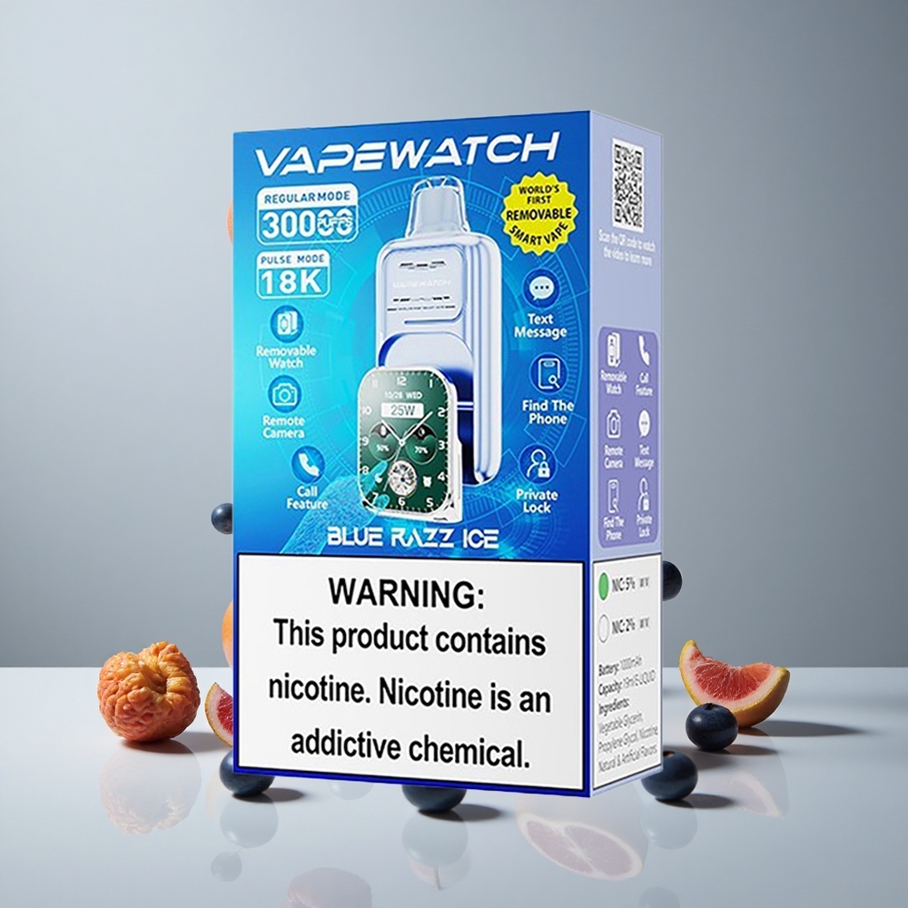 JNR Vape Watch 30000 Puffs Dispositivo Vape Azul Frambuesa Hielo 19mL 5% Nicotina vape wholesale Peru
