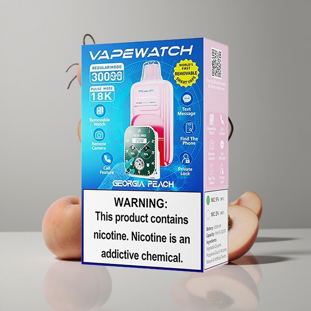 JNR Vape Watch 30000 Puffs Durazno de Georgia 19mL Recarga Dual Mesh Coil vape wholesale Peru