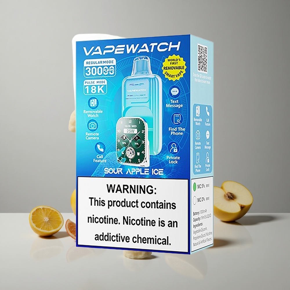 JNR Vape Watch 30000 Puffs Manzana Ácida Helada 19mL Dual Mesh Coil vape wholesale Peru